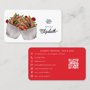 Vibrant Mexican Nail Salon Branding Business Card