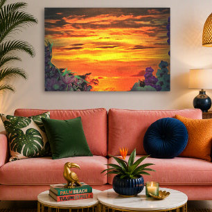 Vibrant Mexican Sunset Plaza Marina 2584 Art Canvas Print