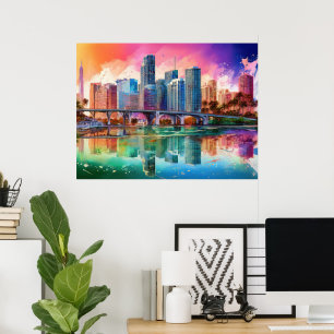 Vibrant Miami Abstract Art Poster 