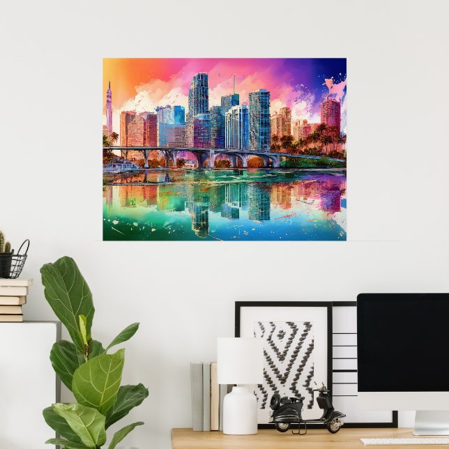 Vibrant Miami Abstract Art Poster  (Home Office)