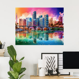 Vibrant Miami Abstract Art Poster 