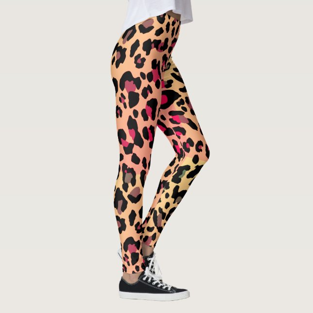 Vibrant Miami Style Leopard Print Pattern Leggings (Right)