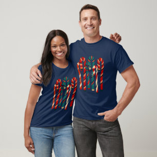 Vibrant Mid Century Modern Christmas Candy Cane T-Shirt