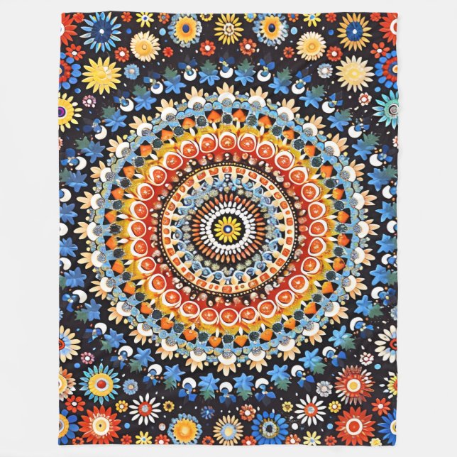 Vibrant Millefiori Elegant Pattern Fleece Blanket (Front)