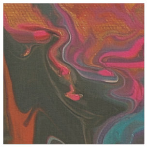 Vibrant Mineral Rock Flow Paint Art Fabric