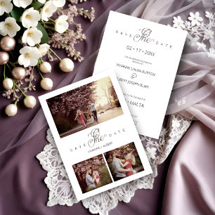 Vibrant Minimalism 3 Photo Collage Modern Wedding Save The Date