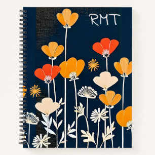 Vibrant Minimalist Drawing of Flowers Notebook