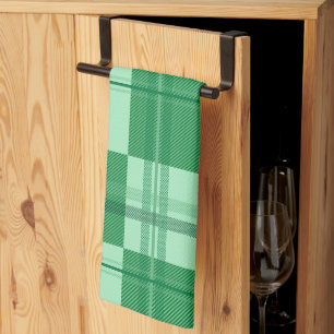 Vibrant Mint Yellow Plaid Aesthetic Tea Towel