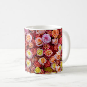 Vibrant Mixed Colour Roses Floral Coffee Mug