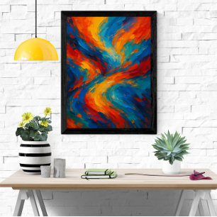 Vibrant Modern Abstract Colorful Swirl Painting Poster