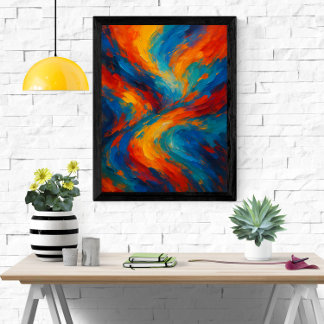 Vibrant Modern Abstract Colorful Swirl Painting Poster