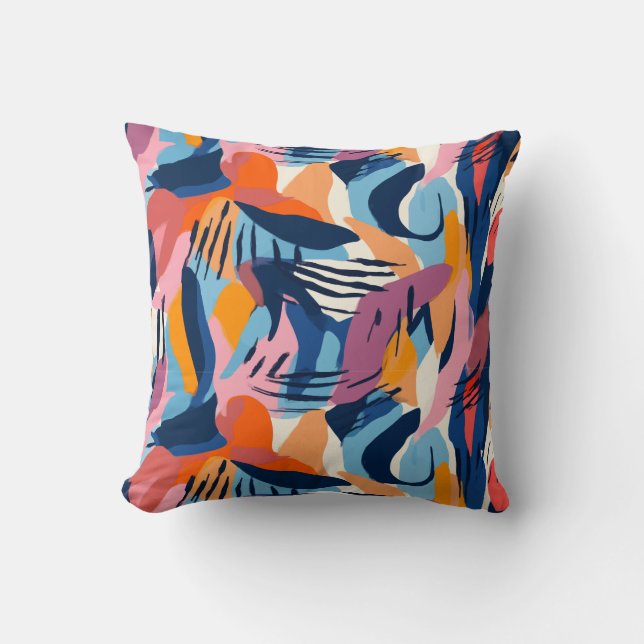 Vibrant Modern Abstract Shapes Pattern Cushion (Front)