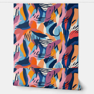 Vibrant Modern Abstract Shapes Pattern Wallpaper