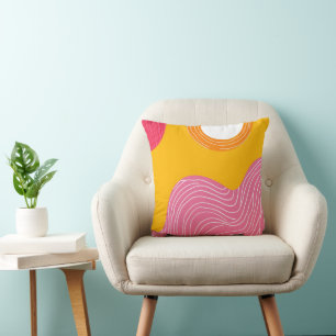 Vibrant Modern Abstract Sun and Waves Cushion