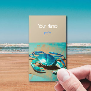  Vibrant modern blue  crab   - Business Card