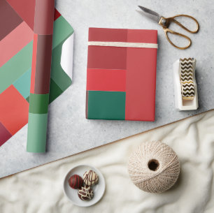 Vibrant Modern Colour Block Christmas Holiday Wrapping Paper