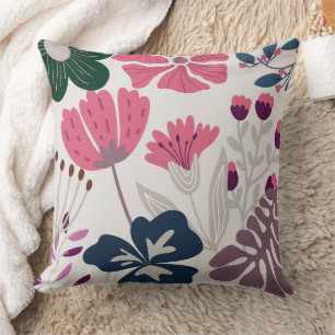 Vibrant Modern Flowers Design Throw Pillow