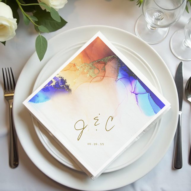 Vibrant Modern Monogram Wedding  Napkin (Vibrant Modern Monogram Wedding Napkins.)