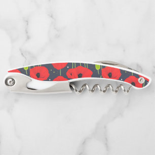Vibrant Modern Red Poppies Pattern Art Corkscrew