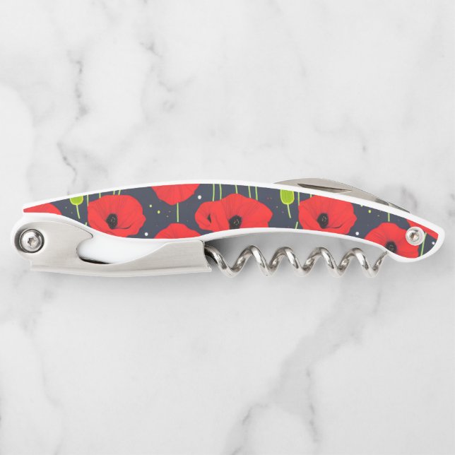 Vibrant Modern Red Poppies Pattern Art Corkscrew (Front)