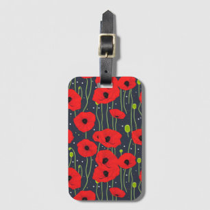 Vibrant Modern Red Poppies Pattern Art Luggage Tag