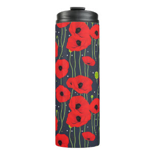 Vibrant Modern Red Poppies Pattern Art Thermal Tumbler