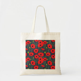 Vibrant Modern Red Poppies Pattern Art Tote Bag