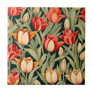 Vibrant Modern Tulips Floral Tile