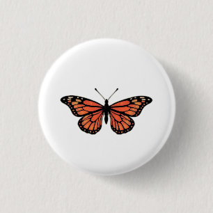 Vibrant Monarch Butterfly Illustration on Light Ba 3 Cm Round Badge