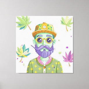 Vibrant Monarch Butterfly Illustration on Light Ba Canvas Print