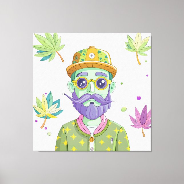 Vibrant Monarch Butterfly Illustration on Light Ba Canvas Print (Front)