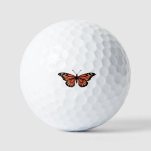 Vibrant Monarch Butterfly Illustration on Light Ba Golf Balls