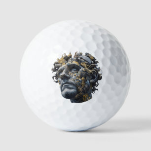 Vibrant Monarch Butterfly Illustration on Light Ba Golf Balls