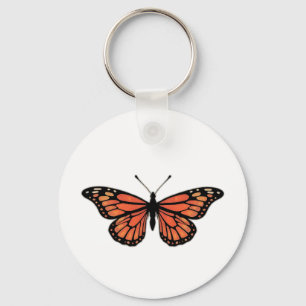 Vibrant Monarch Butterfly Illustration on Light Ba Key Ring