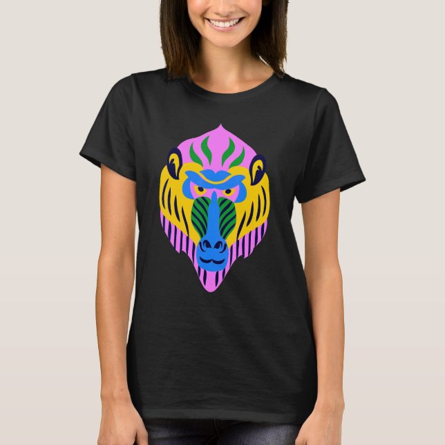 Vibrant Monkey Animal Head T-Shirt (Front)