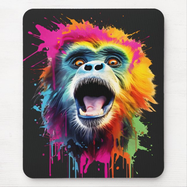 Vibrant Monkey Face Mouse Pad (Front)