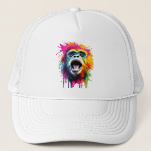 Vibrant Monkey Face Trucker Hat