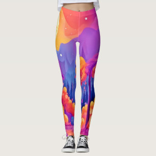 Vibrant Moonlit Forest Leggings