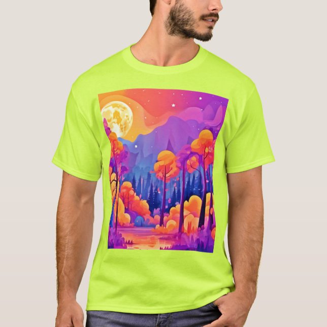 Vibrant Moonlit Forest T-Shirt (Front)