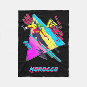Vibrant morocco ski skier skiing adventure graphic fleece blanket