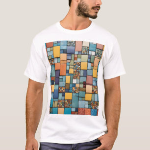 "Vibrant Mosaic Art T-Shirt – Colourful Geometric