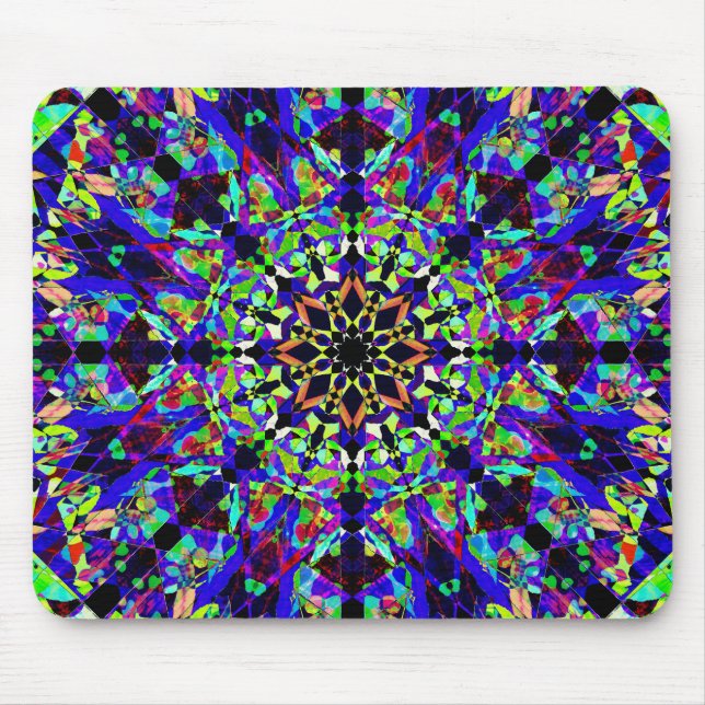 Vibrant Mosaic Mandala Mouse Pad (Front)