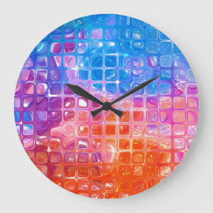 Vibrant Mosaic: Multicolored Abstract Background Large Clock