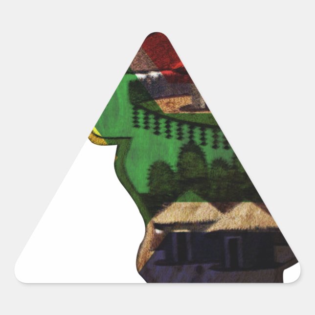 Vibrant Mosaic of Africa: Decorative Pattern Art  Triangle Sticker (Front)