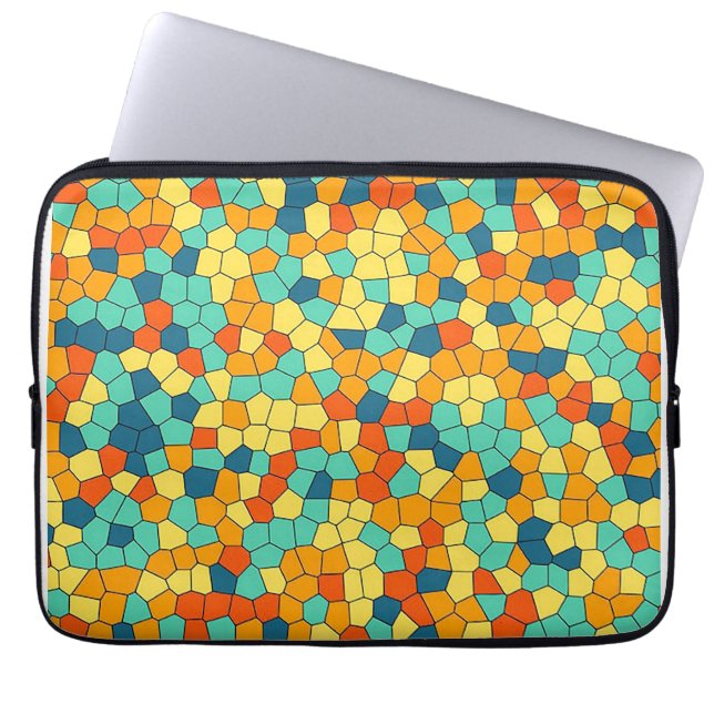 Vibrant mosaic pattern laptop sleeve (Front)