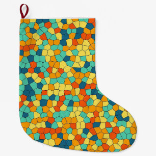 Vibrant mosaic pattern large christmas stocking