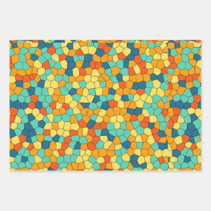 Vibrant mosaic pattern wrapping paper sheet