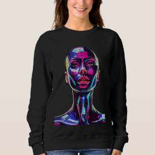 Vibrant Mosaic Portrait of a Modern Woman Sweatshirt