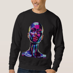 Vibrant Mosaic Portrait of a Modern Woman Sweatshirt