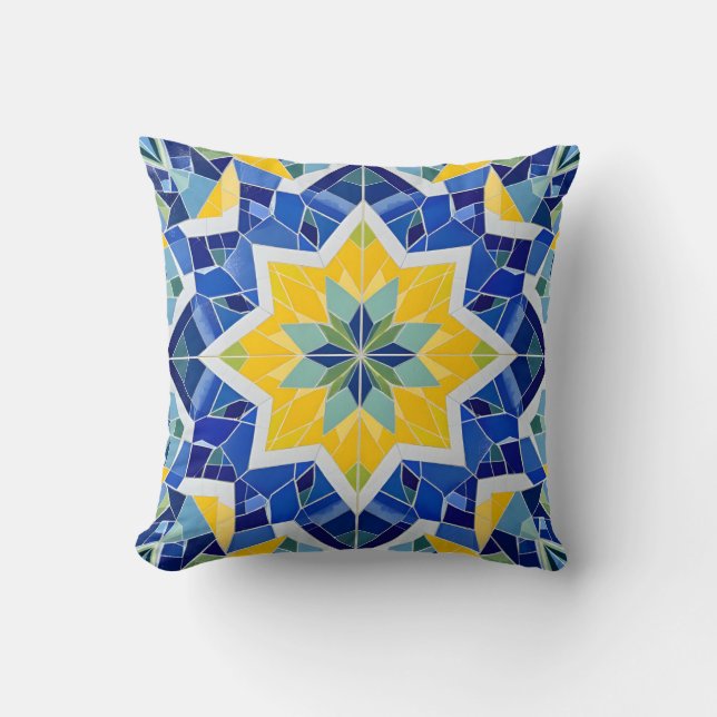 Vibrant Mosaic Star Pattern.Modern Outdoor Cushion (Front)